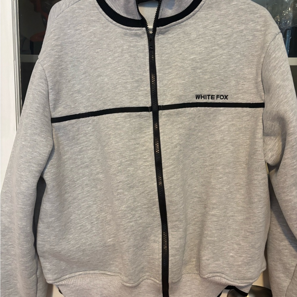 White Fox Boutique Gray Zip-Up Sweatshirt
